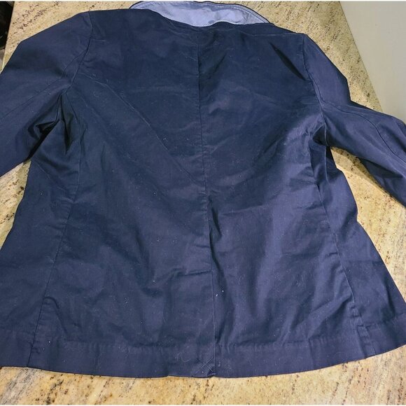LL Bean Blazer Jacket Navy Blue Size L Stretch Cotton 2 button #501215 - Picture 12 of 13